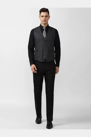V Dot Men Grey Single-Breasted Skinny-Fit 3-Piece Formal Suit