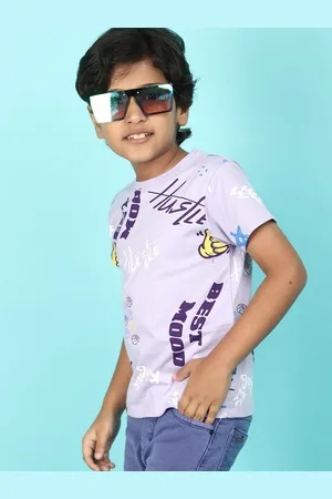 V-Mart Boys Typography Printed Cotton T-shirt