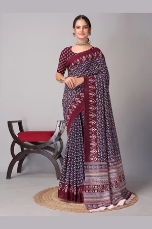HERE&NOW Ajrak Block Block Print Saree