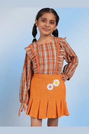 BAESD Girls Pure Cotton Peplum Above Knee Skirt
