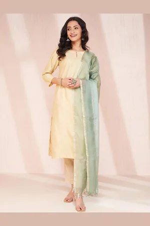 Fabindia Checked Embroidered Dupatta with Gotta Patti