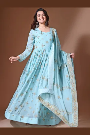 Ethnic Yard Women Embroidered Gotta Patti Georgette Anarkali Kurta