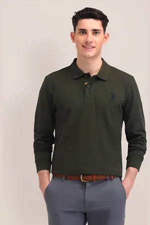 U.S. Polo Assn. Men Solid Polo Collar Cotton Slim Fit T-shirt