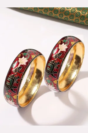 OOMPH Set Of 2 Meenakari Designed Elephant Bangles