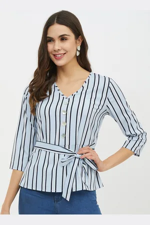 Harpa Women Blue Striped Top