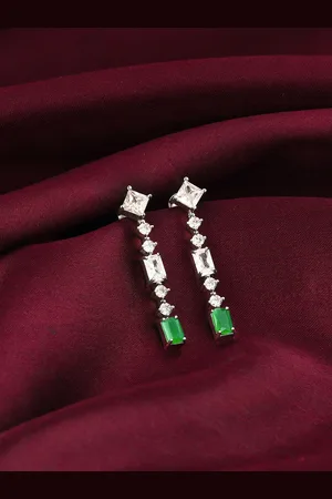 GIVA Rhodium Plated 925 Sterling Silver Contemporary Drop Earrings