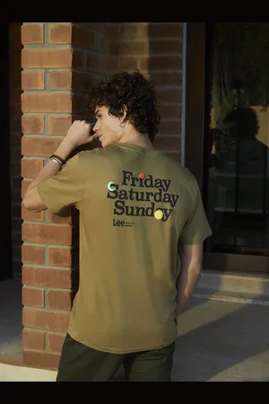Lee Men Green Drop-Shoulder Relaxed Fit Sves T-shirt