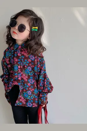 LULU & SKY Girls Floral Opaque Printed Casual Shirt