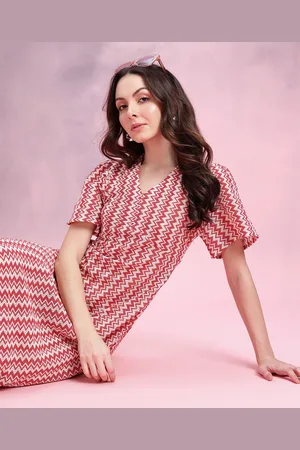 DressBerry Chevron Self-Design Bell Sleeves Crochet Empire Midi Dress