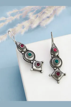 ATIBELLE Silver-Plated Contemporary Drop Earrings