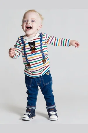 LULU & SKY Boys Striped Round Neck Cotton T-shirt