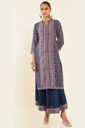 Soch Ethnic Motifs Printed A-Line Midi Ethnic Dress