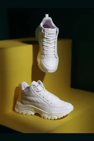IMPAKTO Women White Casual Sneaker Lace-Up Woven Design Sneakers