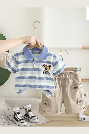 LULU & SKY Boys Striped T-shirt with Shorts