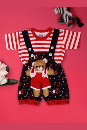 V-Mart Kids Graphic Printed Dungaree with T-shirt