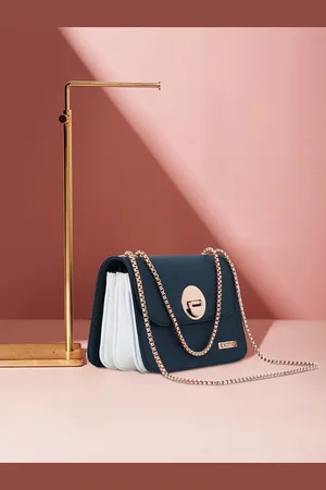 EXOTIC Navy Blue PU Structured Sling Bag
