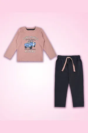 Wish Karo Boys Printed Round Neck Long Sleeves T-Shirt With Trouser