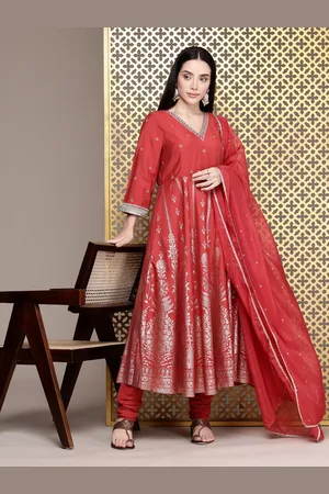House of Pataudi Floral Printed Jashn Kurta with Churidar & With Dupatta