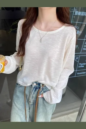HERE&NOW Women Round Neck Long Sleeves Solid Top