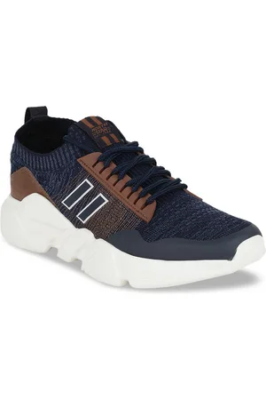 North Star Men Navy Blue & Brown Woven Design Sneakers Casual Shoes