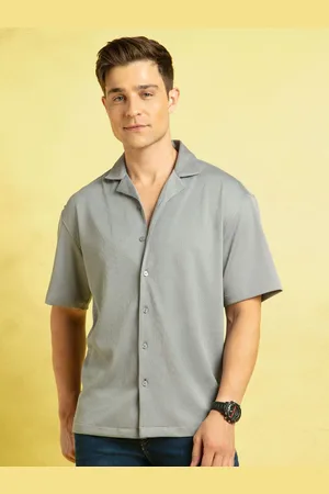 Dennis Lingo Men Cuban Collar Relaxed Fit Textured Shirts