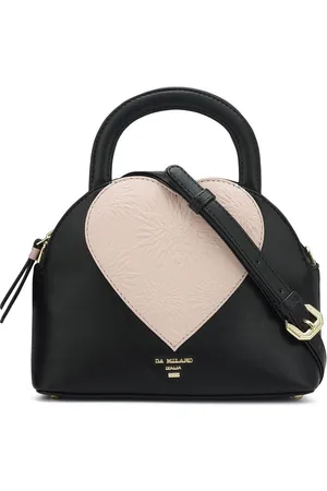 Da Milano Colourblocked Leather Structured Satchel with Applique
