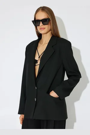 Koton Women Lapel Collar Solid Casual Tailored Jacket