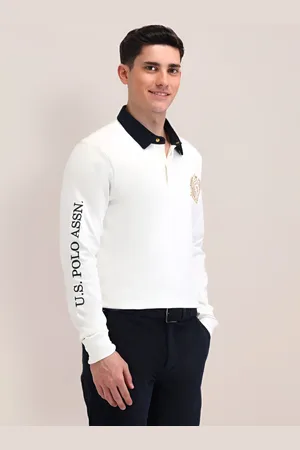 U.S. Polo Assn. Men Graphic Printed Polo Collar Cotton Slim Fit T-shirt