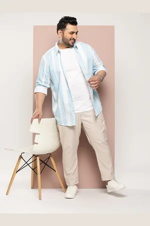 Sztori Men Plus Size Striped Casual Shirt