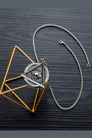 Krelin Sliver-Plated Pyramid-Charm Pendants with Chains