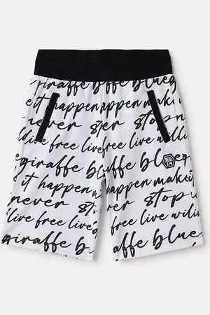 Blue Giraffe Boys Typography Printed Shorts