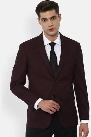 Louis Philippe Men Maroon Solid Single-Breasted Slim-Fit Formal Blazer