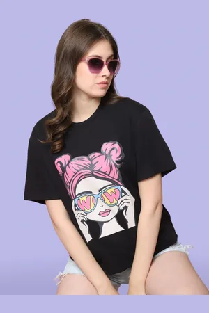 Mast & Harbour Women Graphic Printed Round Neck Cotton Oversized T-shirt