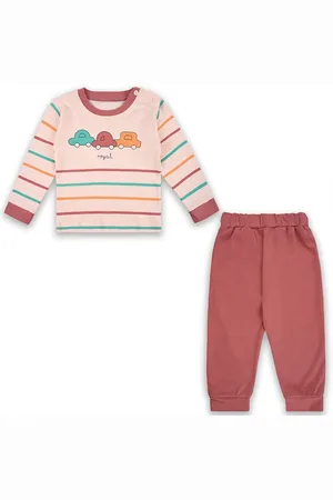 Wish Karo Boys Striped Round Neck Long Sleeves T-Shirt With Jogger