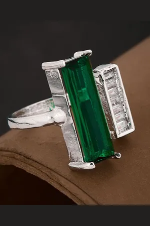ATIBELLE Silver Plated CZ Stone Studded Finger Ring