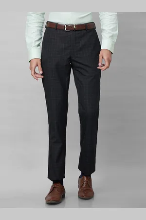 Park Avenue Checked Regular Fit Mid-Rise Formal Trousers