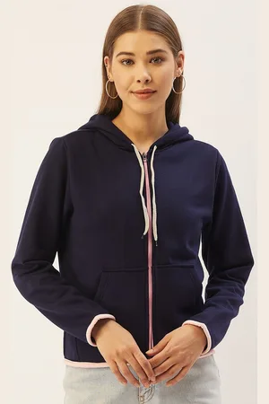 Belle Women Navy Blue Solid Fleece Lightweight Tailored Jacket