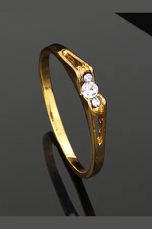 ESTELE Gold Plated Crystal Studded Finger Ring