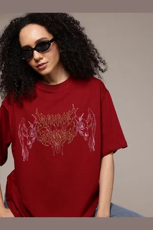 Roadster The Life Co. Oversized Fit Typography Printed Pure Cotton T-shirt