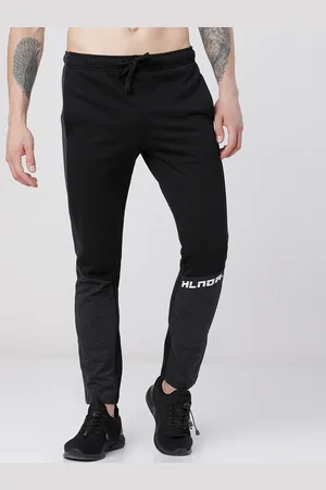 Highlander Men Black & Grey Colorblocked Slim-Fit Track Pants