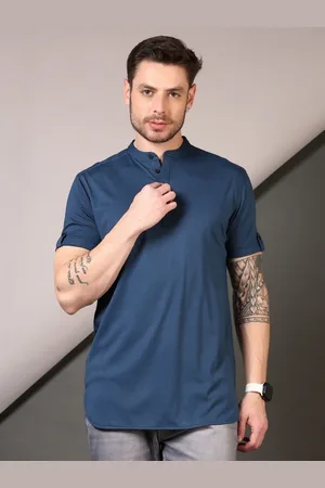 V-Mart Men Solid Henley Neck Cotton T-shirt