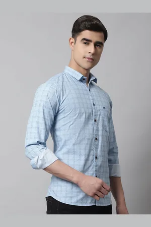 Majestic Smart Slim Fit Grid Tattersall Checked Spread Collar Casual Pure Cotton Shirt