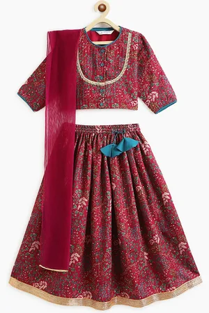 Campana Girls Printed Sequinned Ready to Wear Lehenga & Blouse With Dupatta