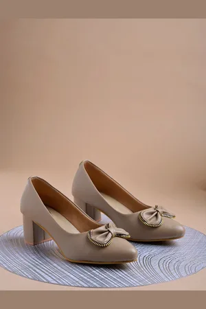 Shoetopia Girls Pointed Toe Block Heel Pumps with Bows