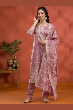 Koskii Women Floral Embroidered Regular Kurta with Trousers & With Dupatta