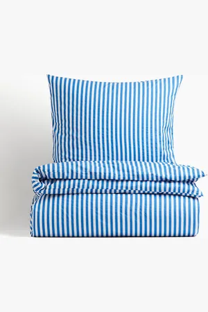H&M Blue Cotton Single Duvet Cover Set