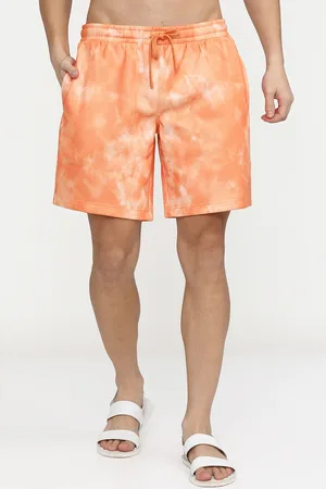 Highlander Men Orange Printed Regular Shorts