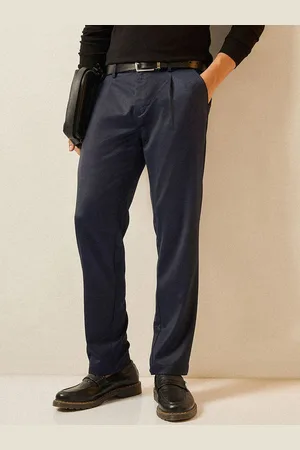 The Bear House Men Solid Regular Fit Formal Trouser