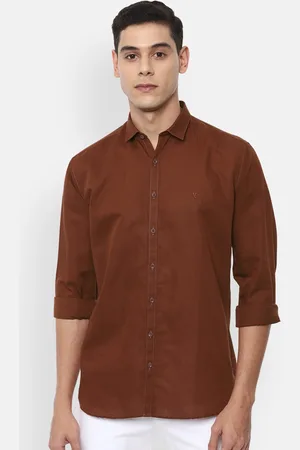 V Dot Men Brown Slim Fit Casual Shirt
