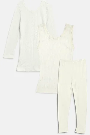 Kanvin Teens Girls Pack of 3 Off White Thermal Set